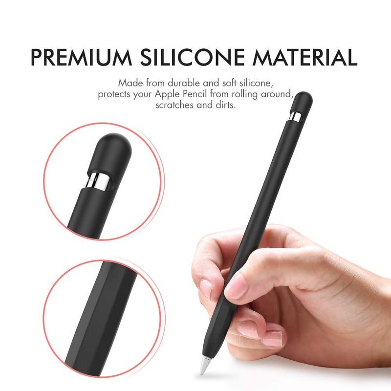 AhaStyle Anti-Slip Case Sleeve Silicone Protective Skin [ Added Cable Adapter Tether Kit] Compatible with Apple Pencil 1st Generation - Image 4
